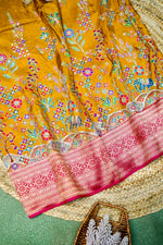 Banarasi Yellow Blended Moonga Silk Saree