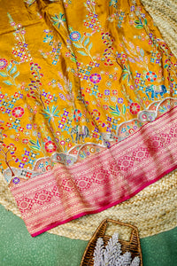 Banarasi Yellow Blended Moonga Silk Saree