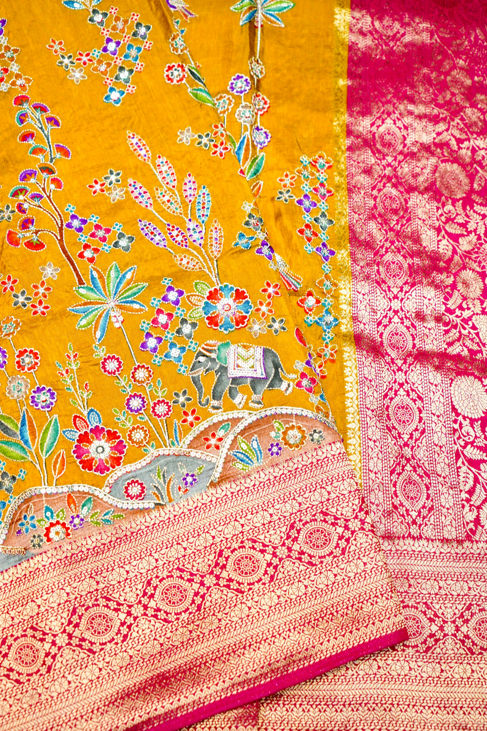 Banarasi Yellow Blended Moonga Silk Saree