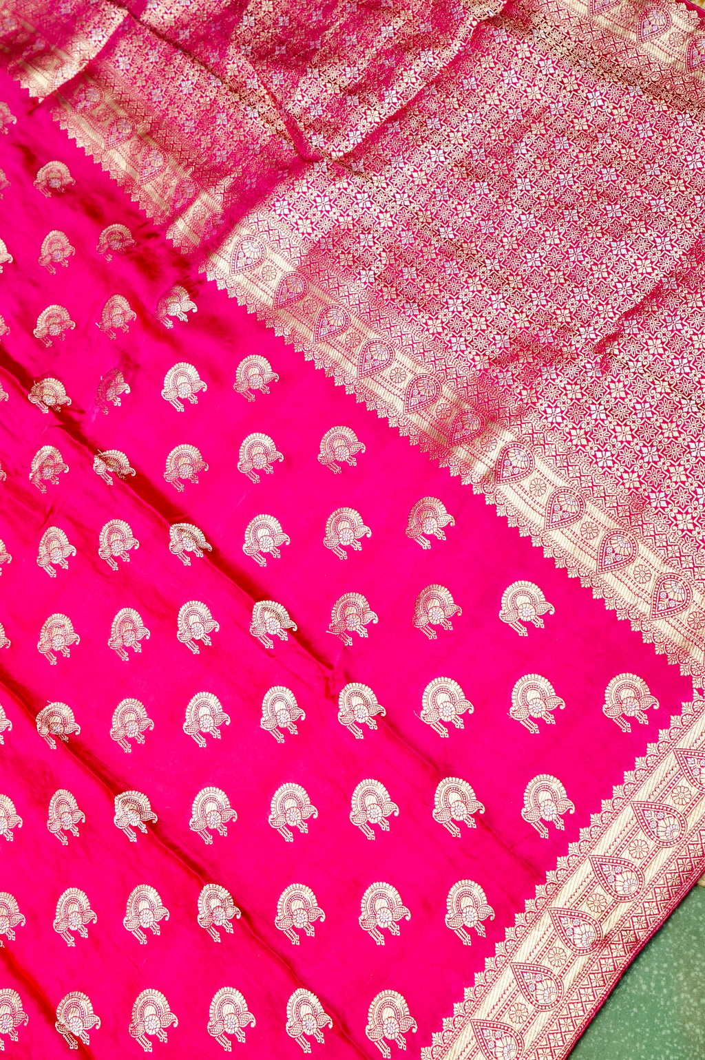 Banarasi Pink Blended Soft Silk Saree