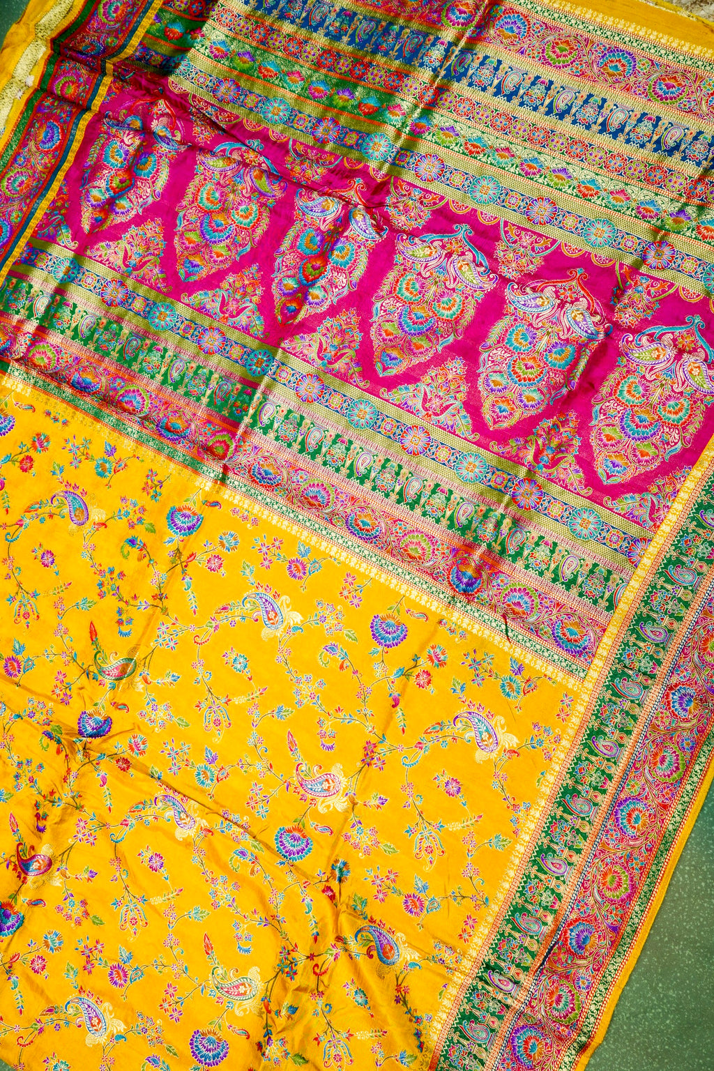 Banarasi Yellow Blended Moonga Silk Saree