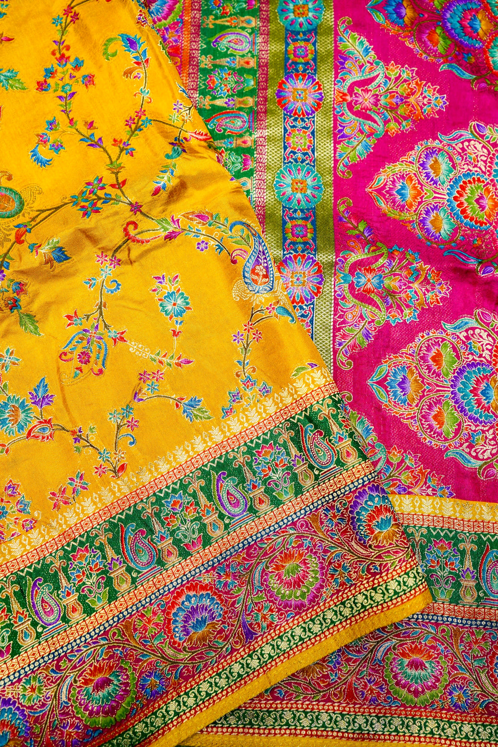 Banarasi Yellow Blended Moonga Silk Saree