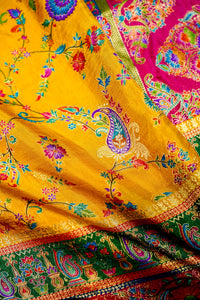 Banarasi Yellow Blended Moonga Silk Saree