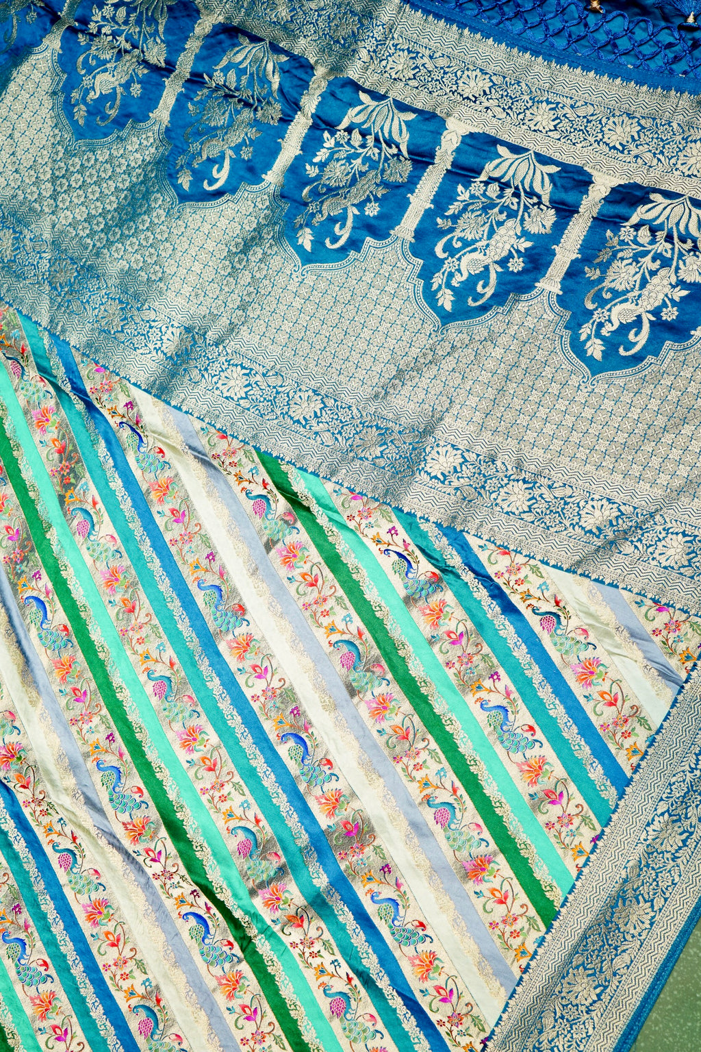 Banarasi Firozi Blended Satin Silk Saree