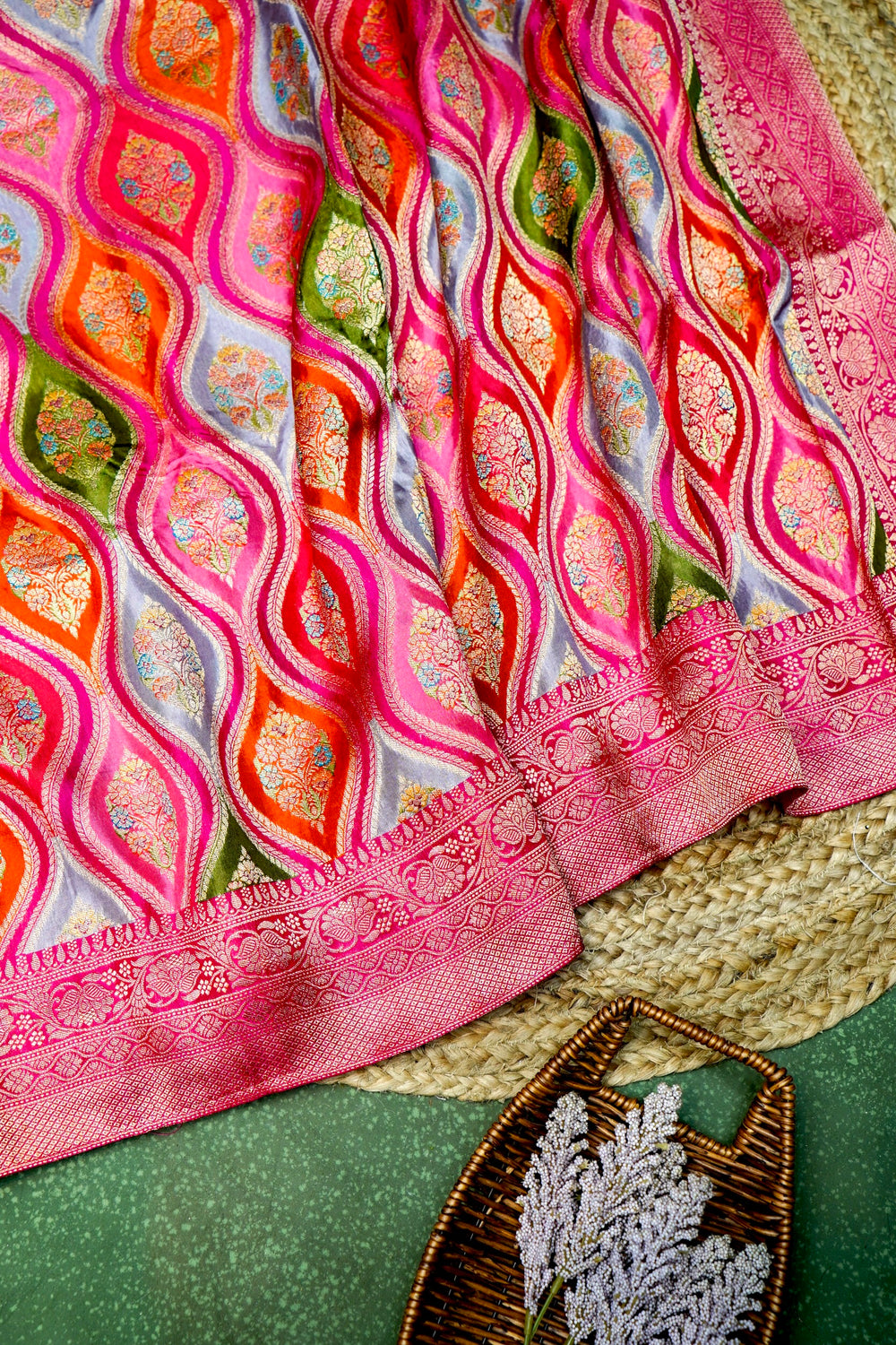 Banarasi Pink Blended Moonga Silk Saree