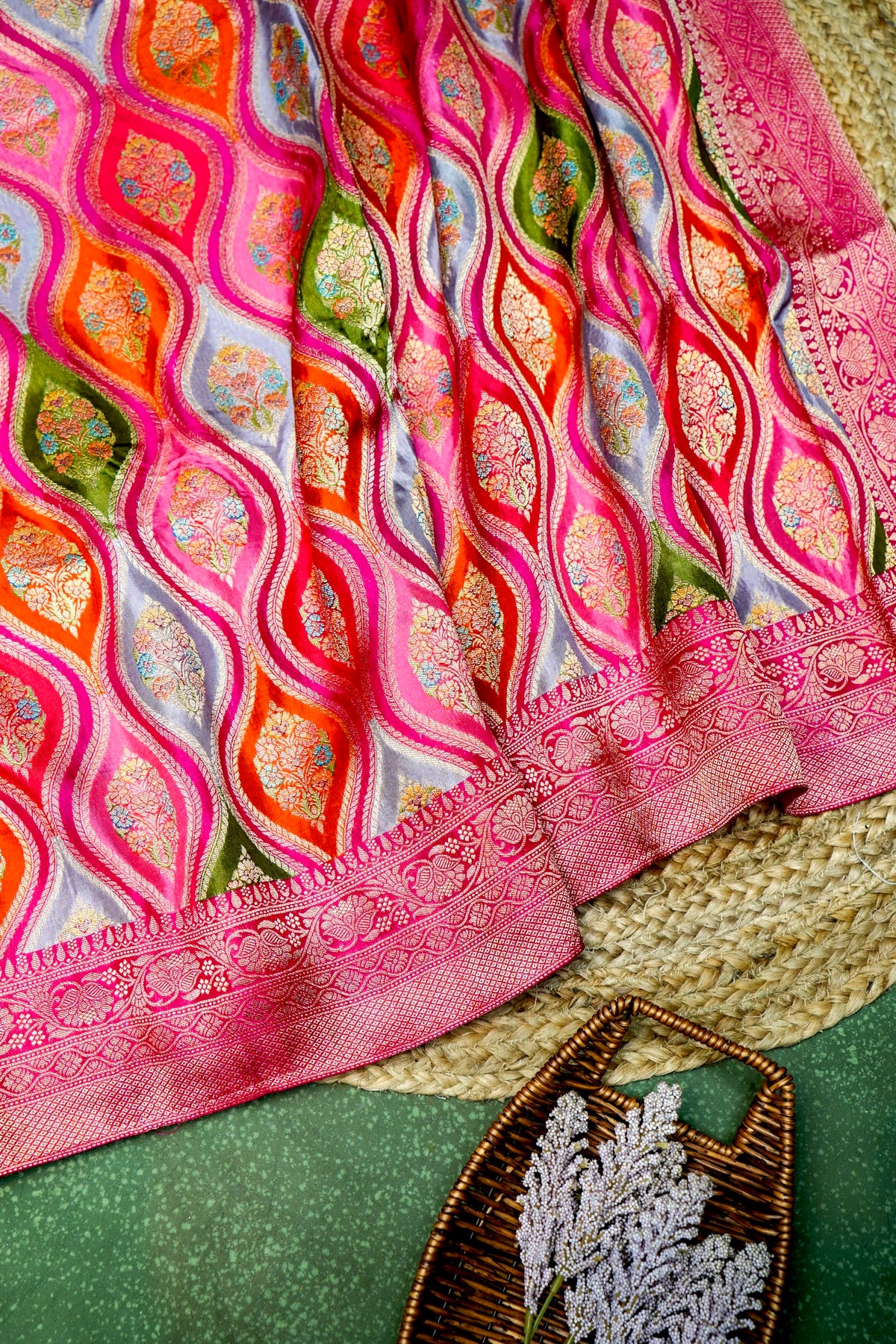 Banarasi Pink Blended Moonga Silk Saree
