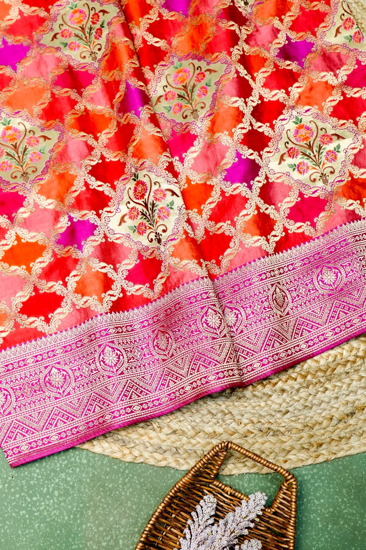 Banarasi Pink Blended Moonga Silk Saree