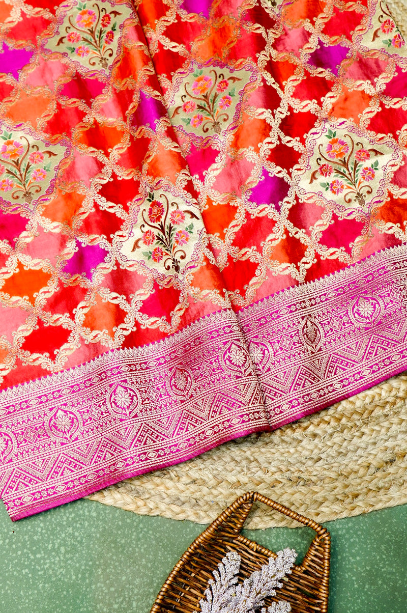 Banarasi Pink Blended Moonga Silk Saree