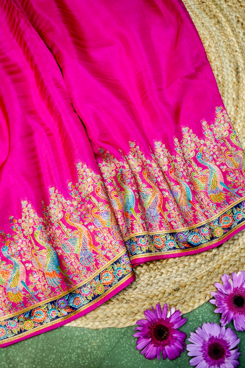 Banarasi Rani Pink Blended Moonga Silk Saree