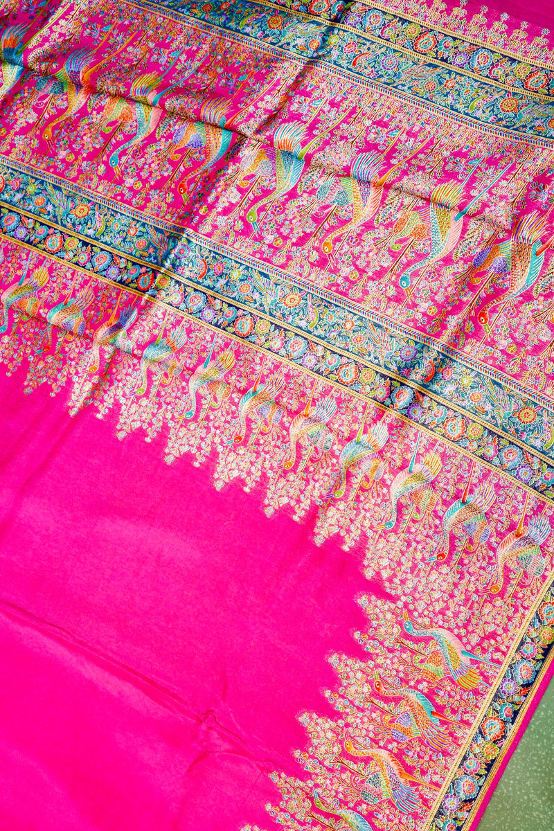 Banarasi Rani Pink Blended Moonga Silk Saree