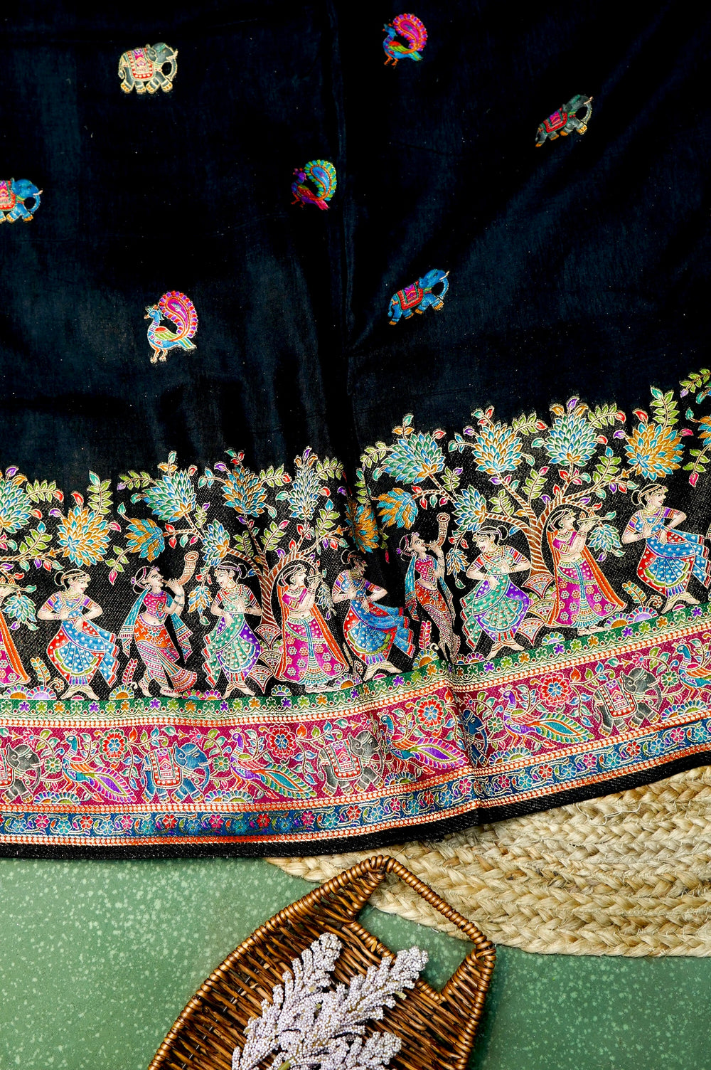 Banarasi Black Blended Moonga Silk Saree