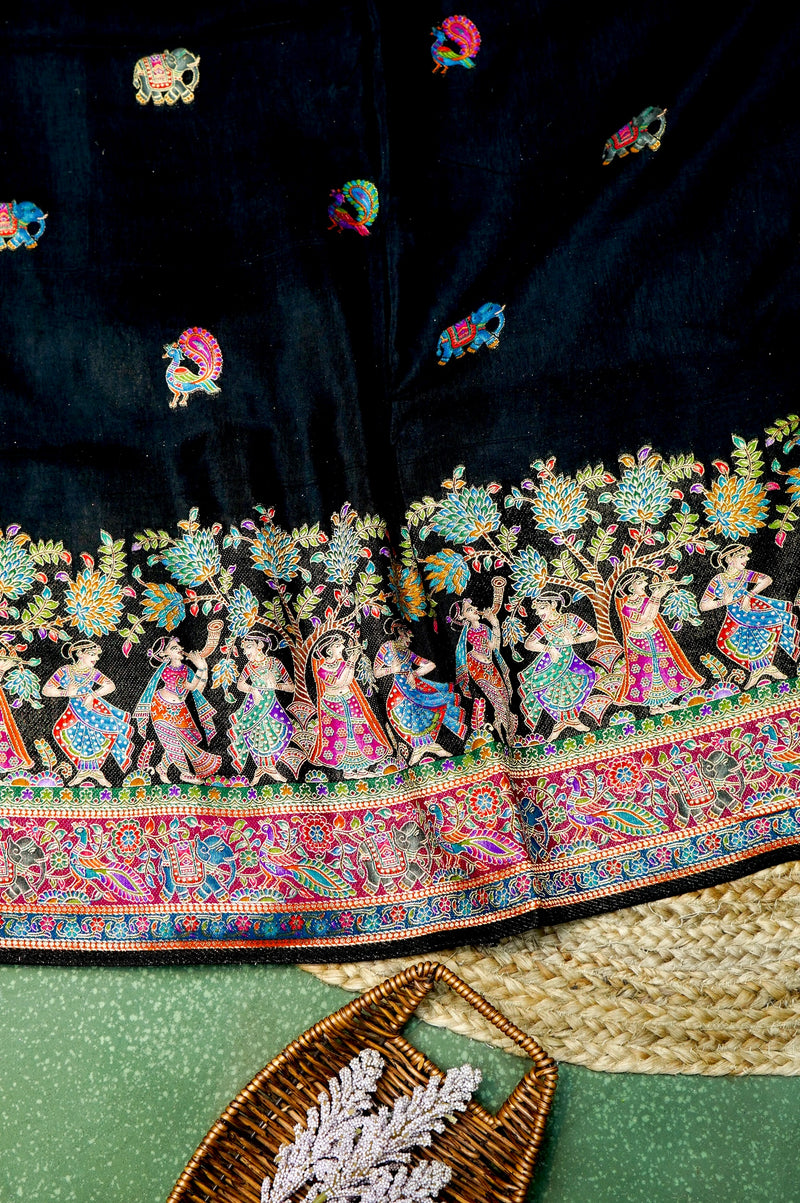 Banarasi Black Blended Moonga Silk Saree