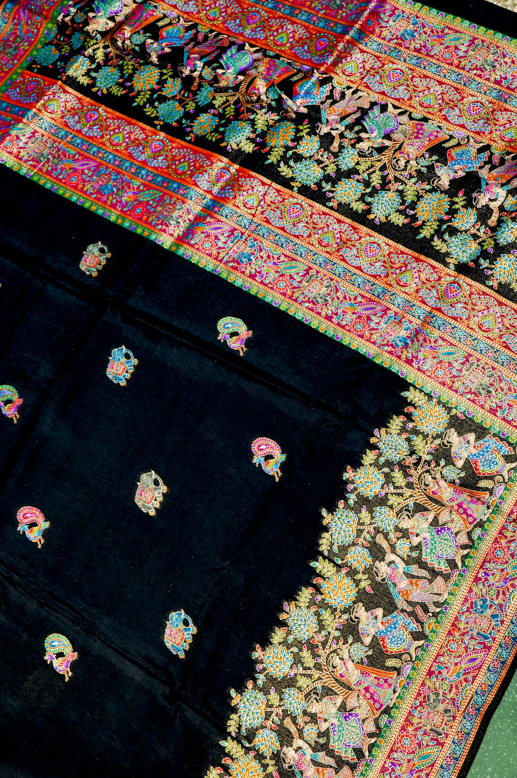 Banarasi Black Blended Moonga Silk Saree