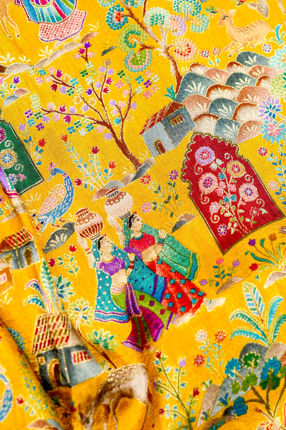 Banarasi Yellow Blended Moonga Silk Saree