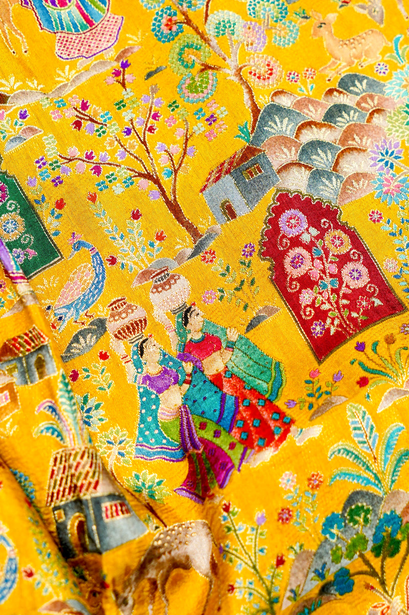 Banarasi Yellow Blended Moonga Silk Saree