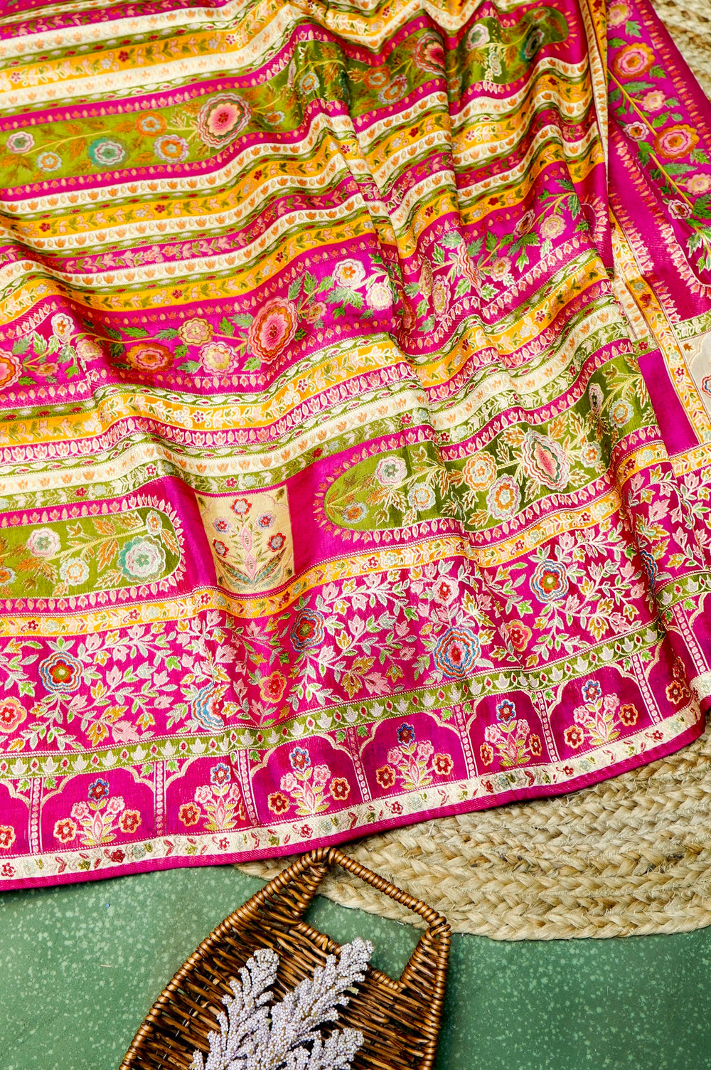 Banarasi Rani Pink Blended Moonga Silk Saree