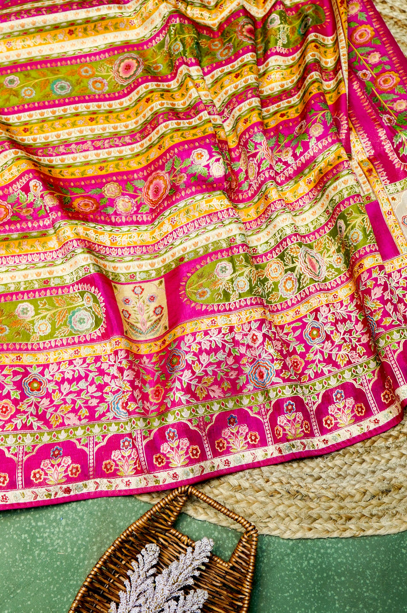 Banarasi Rani Pink Blended Moonga Silk Saree