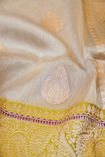 Handwoven Silver Banarasi Organza Tissue Silk Saree