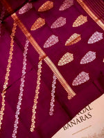 Handwoven Maroon  Banarasi Kora Silk Saree