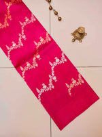 Handwoven Pink Banarasi Kora Silk Saree