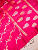 Handwoven Pink Banarasi Kora Silk Saree