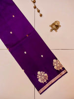 Handwoven Purple Banarasi Katan Soft Silk Saree