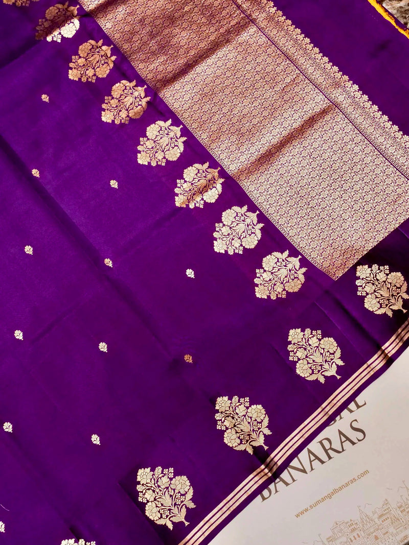 Handwoven Purple Banarasi Katan Soft Silk Saree