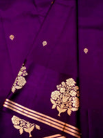 Handwoven Purple Banarasi Katan Soft Silk Saree