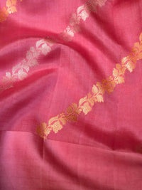 Handwoven Pink Banarasi Kora Silk Saree