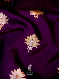 Handwoven Purple Banarasi Kora Katan Saree