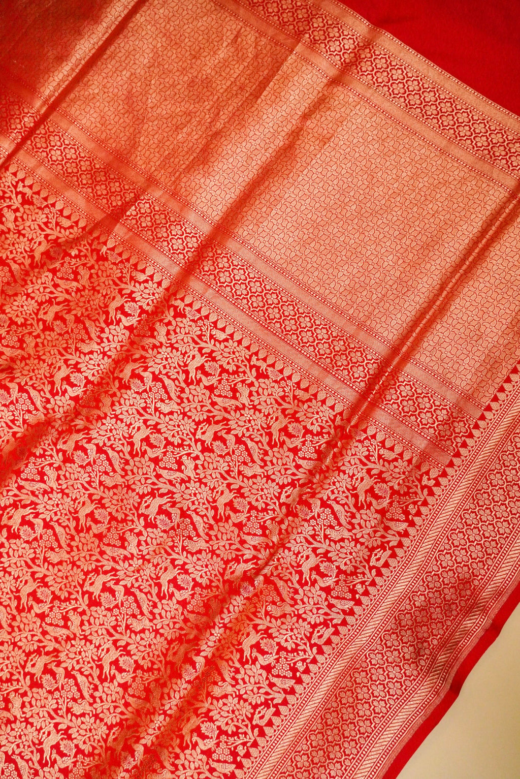 Handwoven Red Banarasi Katan Soft Silk Saree