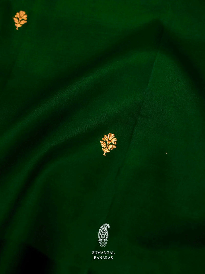 Handwoven Green Banarasi Katan Soft Silk Saree