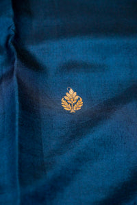 Handwoven Teal Blue Banarasi Soft Silk Saree
