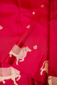 Handwoven Red Banarasi Soft Silk Saree
