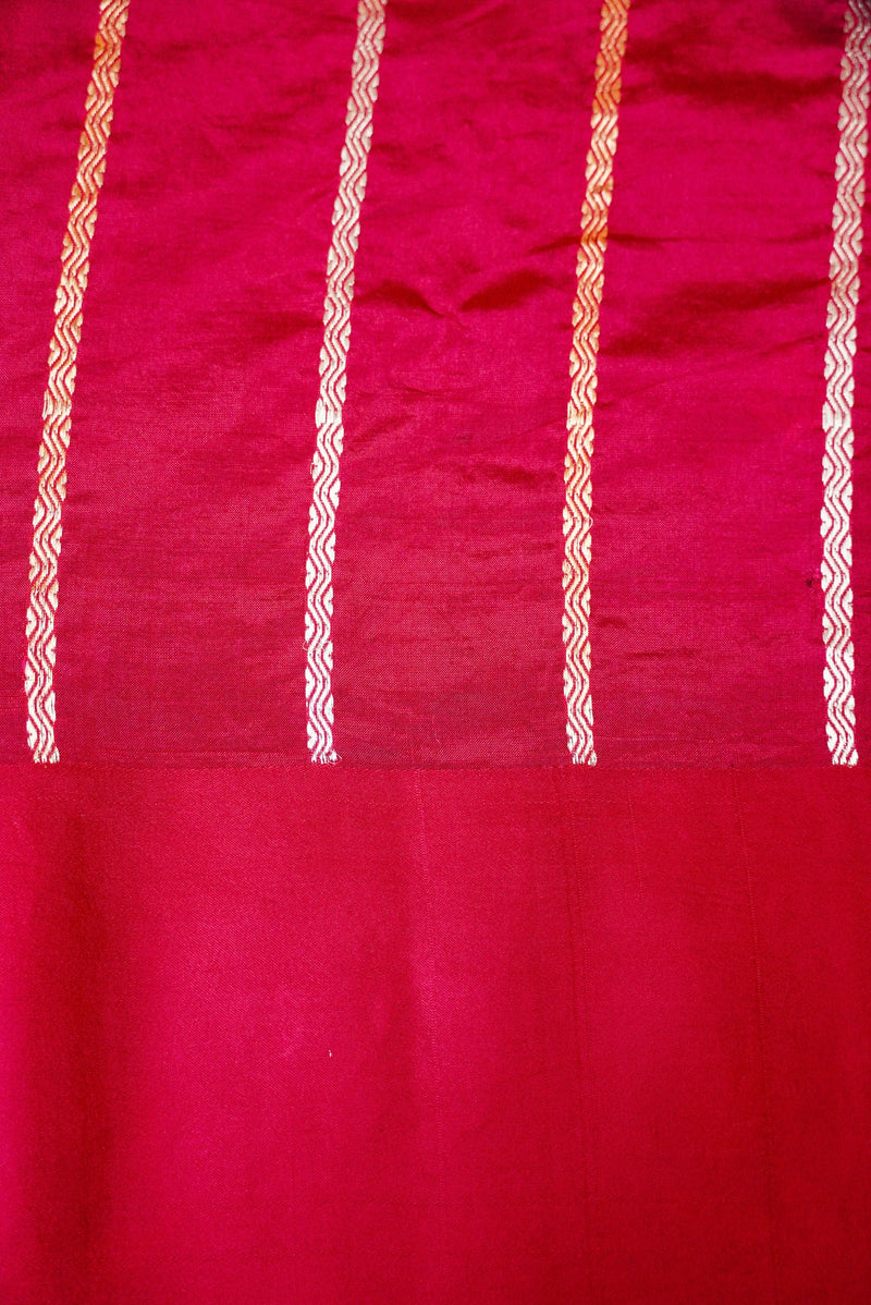 Handwoven Teal Blue Banarasi Mashru Katan Silk Saree