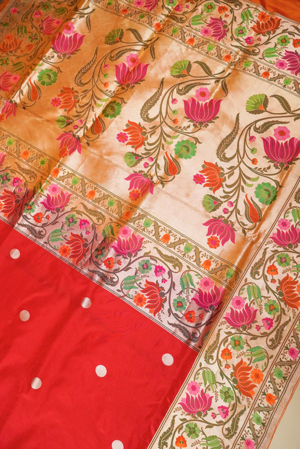 Handwoven Red Banarasi Katan Silk Saree