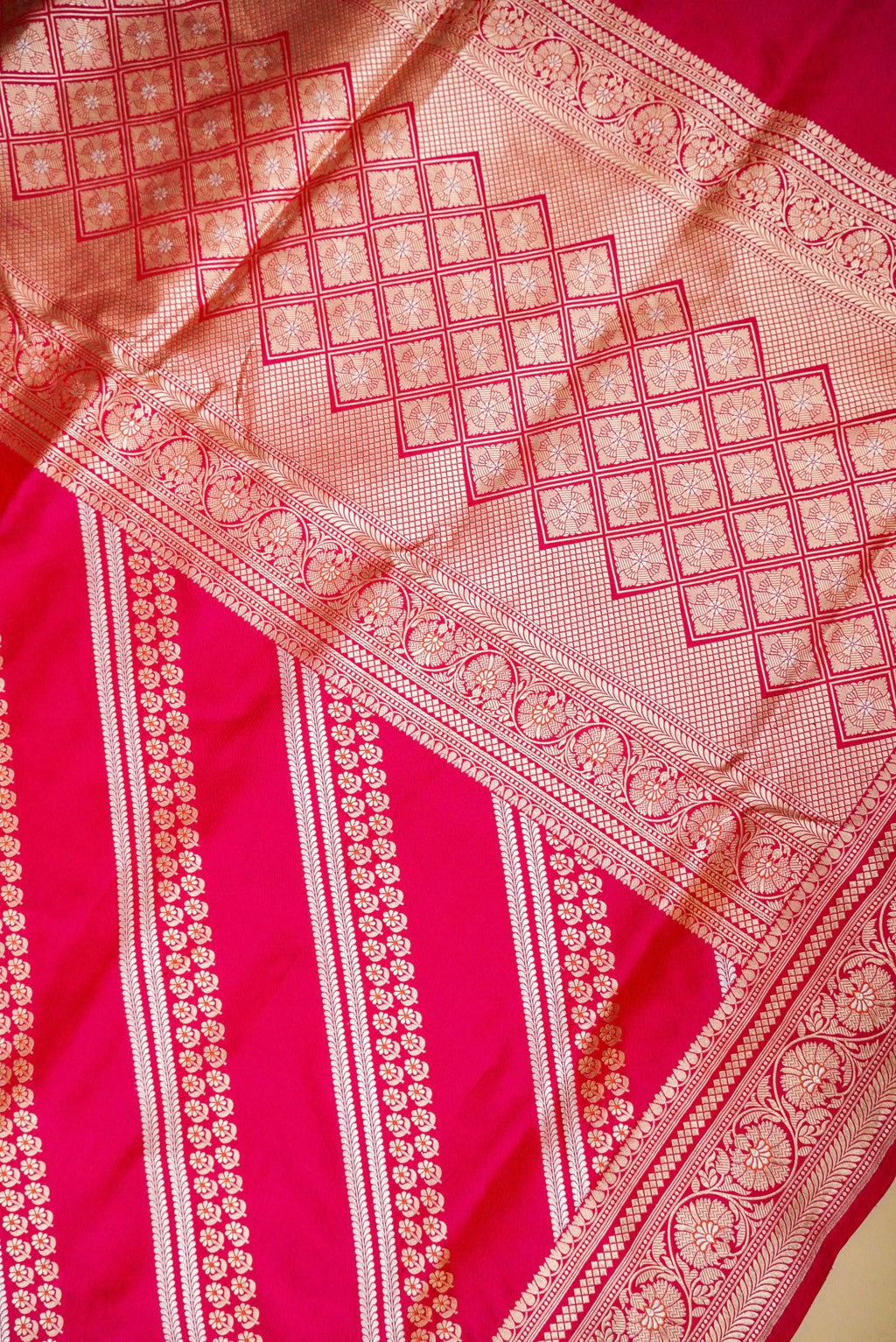 Handwoven Pink Banarasi Katan Silk Saree