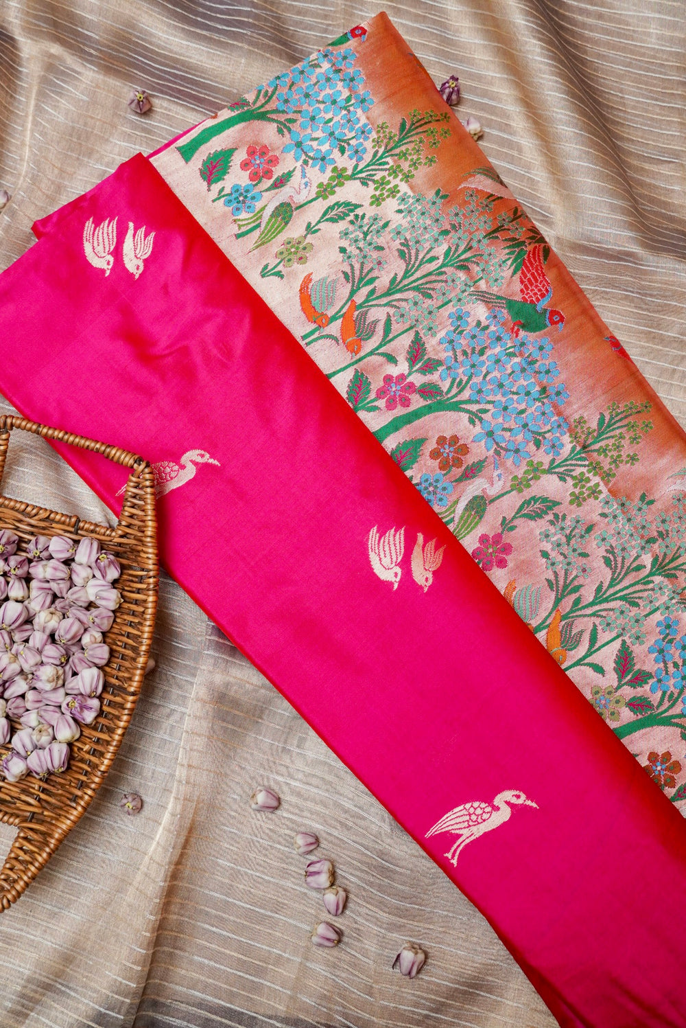 Handwoven Pink  Banarasi Katan Silk Saree