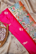 Handwoven Pink  Banarasi Katan Silk Saree