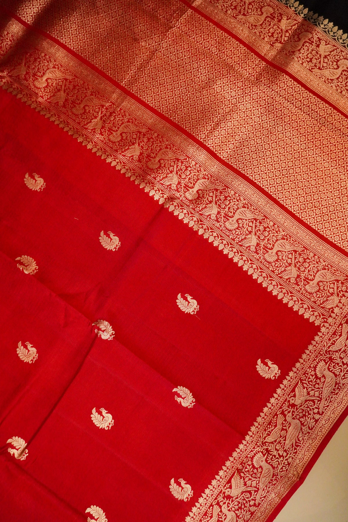 Handwoven Red Banarasi Katan Soft Silk Saree