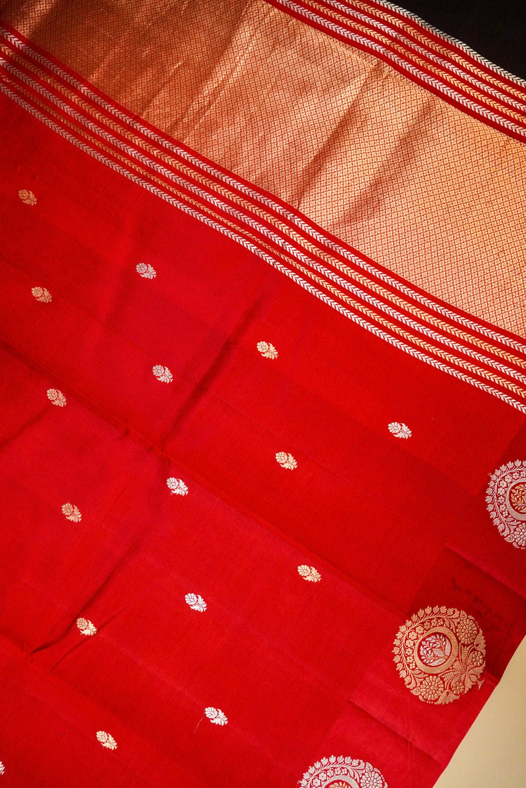 Handwoven Red Banarasi Katan Soft Silk Saree