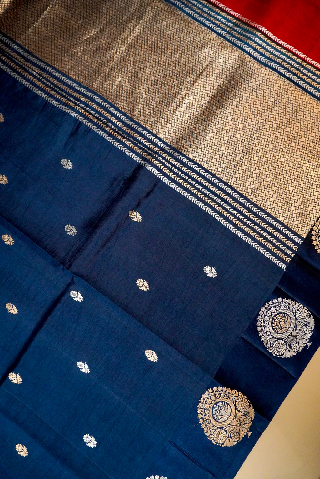 Handwoven Teal Blue Banarasi Katan Soft Silk Saree