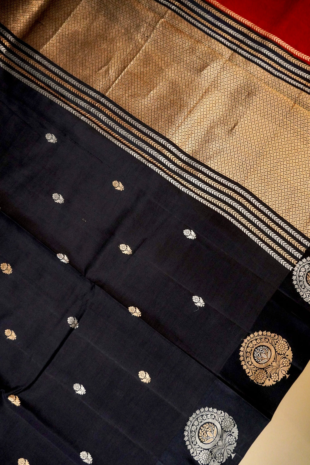 Handwoven Black Banarasi Katan Soft Silk Saree