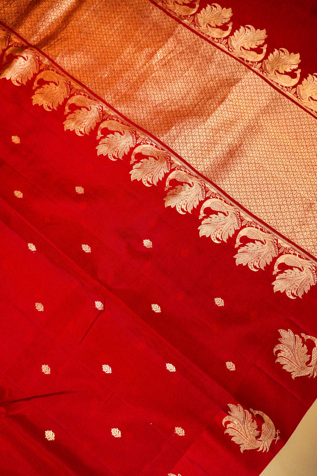 Handwoven Red Banarasi Katan Soft Silk Saree