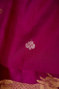 Handwoven Wine Banarasi Katan Soft Silk Saree