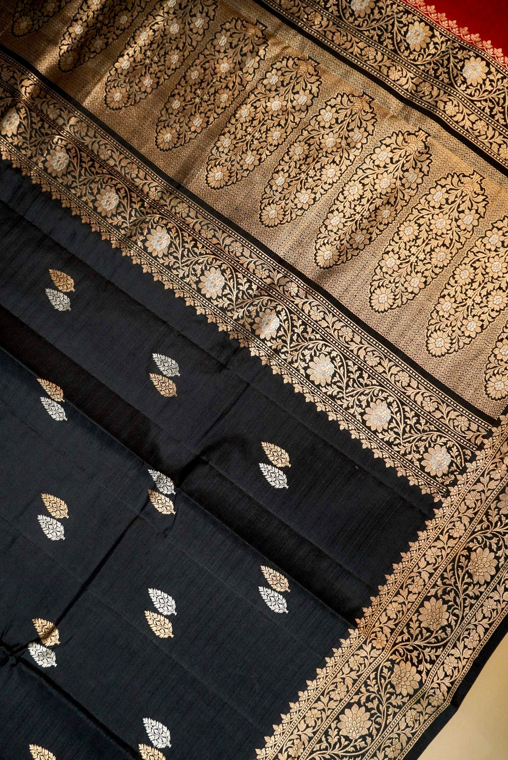 Handwoven Black Banarasi Katan Soft Silk Saree