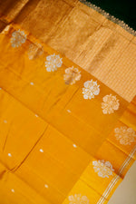 Handwoven Yellow Banarasi Katan Soft Silk Saree