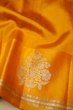 Handwoven Yellow Banarasi Katan Soft Silk Saree