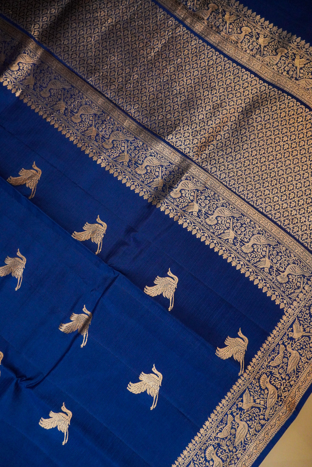 Handwoven Blue Banarasi Katan Soft Silk Saree