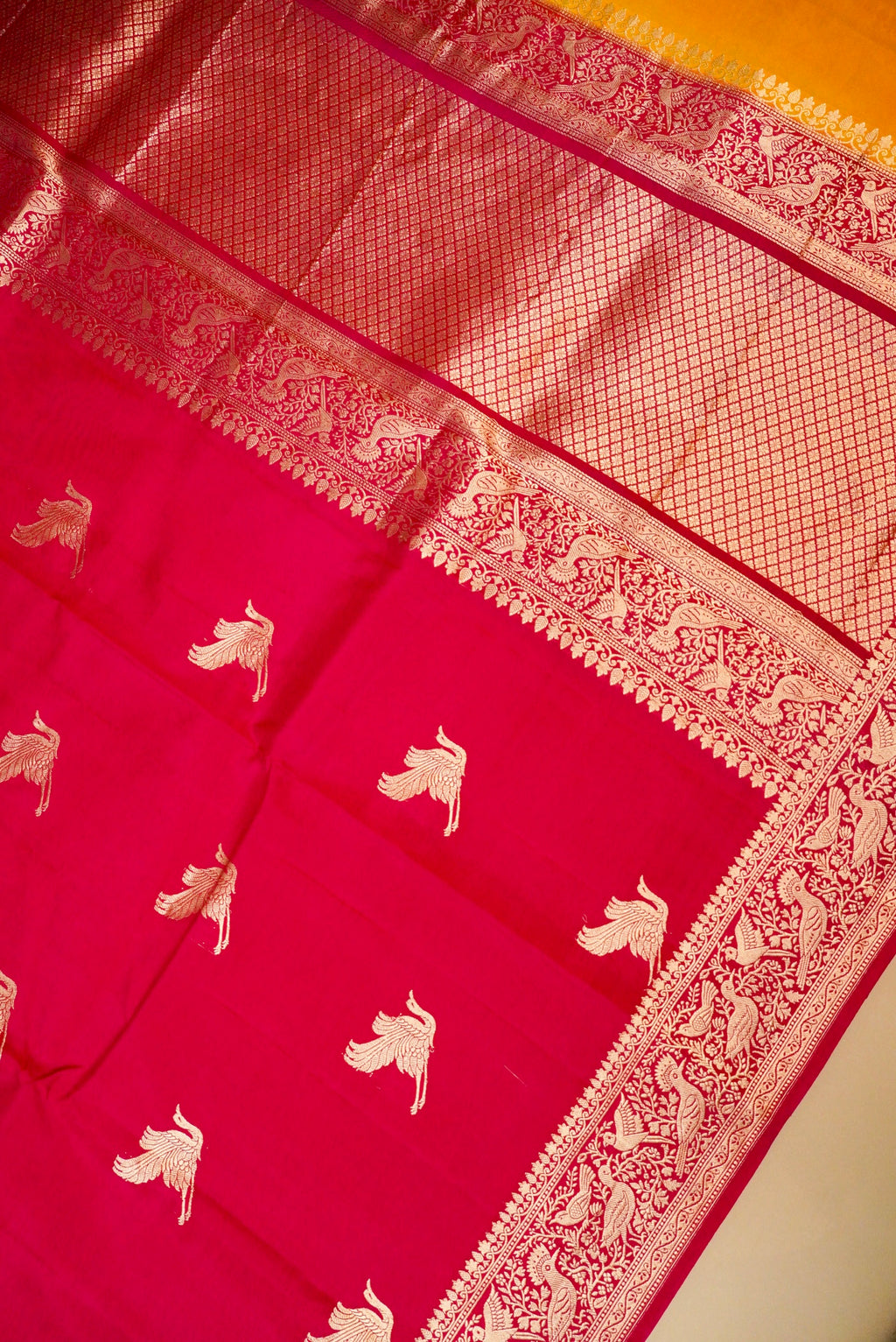 Handwoven Red Banarasi Katan Soft Silk Saree